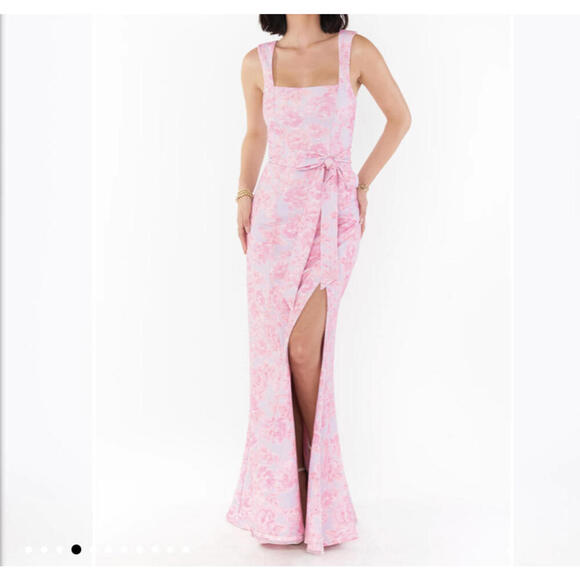 SHOW ME YOUR MUMU pink blushing floral Paris gown sz L - Picture 1 of 8